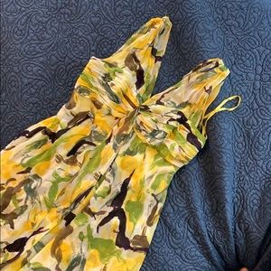 Yellow, green & brown sleeveless Donna Ricco Dress